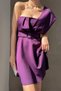 New Season Belt Detailed Women's Stretchy Diving Fabric Single Shoulder Design Mini Dress582093 - 2