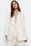 Krem Blazer Ceket-Pantolon Dokuma Alt-Üst Takım TCTAW23US00132 - 3