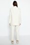 Krem Blazer Ceket-Pantolon Dokuma Alt-Üst Takım TCTAW23US00132 - 8