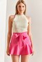 Women's Fuchsia Tie-Up Mini Skirt with Shorts 50011039 - 4