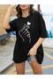 تي شيرت كبير الحجم مطبوع عليه قلب ويدوٍ كاجوال Boyfirend