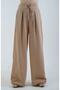 Camel Wide Leg Linen Blended Trousers - 2