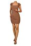 Women's Light Brown Draped Gathered Lined Mini Dress - 4
