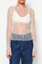 Beyaz Regular Fit Kayık Yaka Dantel Esnek Örme Bluz TWOSS23BZ00795 - 8