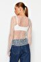 Beyaz Regular Fit Kayık Yaka Dantel Esnek Örme Bluz TWOSS23BZ00795 - 9