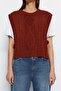 Tile Crop Side Ribbon/Bow Tie Detail Knitwear Sweater Twoaw22Sv0058 - 4