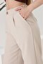 High Waist Pleated Palazzo Beige Trousers - 4