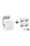 Stainless Steel Toilet Paper Hanger and 4 Hangers - Self Adhesive Mounting - No Screws!