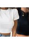 Women's 2-Piece Corded Cotton Crew Neck Knitted Camisole Crop T-Shirt - 2