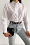 Women's White Off Shoulder Scallop Embroidery 100% Cotton Shirt - 5