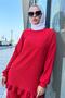 Fernur Red 516 Model Frilly Double Set - 2