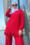 Fernur Red 516 Model Frilly Double Set - 4