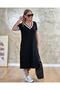 Women's V-Neck Rib Detail Midi Dress - 3