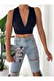 Women's Degaje Collar Back Low-cut Tie Back Blouse Zyn-58482 - 2