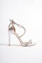 Palermo Silver Knitted Stone Platform Heeled Evening Dress Shoes