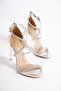 Palermo Silver Knitted Stone Platform Heeled Evening Dress Shoes - 4