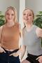 Women's Gray Sand Halter Neck Ribbed 2-Pack Crop Blouse