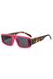 Lunar Pink Leopard Pattern Bone Frame Rectangular Vintage Retro Unisex Sunglasses
