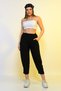 Thin Summer Women's High Waist Comfortable Loose Cotton Slouchy Fit Basic Elastic Waist Ankle Length Pants