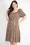Women's Blue Large Size Collar and Sleeve Rubber Detailed Woven Viscose Fabric Dress 65n36292