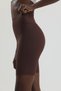 Women's Brown Ribbed High Waist Recovery Short Shorts Knitted Leggings - 2