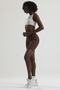 Women's Brown Ribbed High Waist Recovery Short Shorts Knitted Leggings - 5
