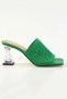 Women's Green Daily Comfortable Transparent Heeled Knitwear Stylish Evening Dress Slippers - 3