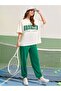 Plus Size Women's Brooklyn Printed Green Tracksuit T-shirt Summer Suit - 4