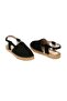 Women's Black Genuine Leather Handmade Espadrille - 4