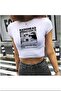 Radiohead Print Pattern White Color Printed Crop Blouse Harajuku Women's T-Shirt