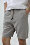 Men's Light Gray Musli Lace-up Linen Shorts