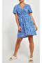 Women's V-Neck Adjustable Gathered Blue Dress Kt02185 - 2