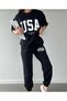 Women's USA Printed Short Sleeve T-shirt Tracksuit Set - 3