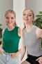 Women's Gray Green Halter Neck Ribbed 2 Pack Crop Blouse
