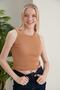 Women's Gray Sand Halter Neck Ribbed 2-Pack Crop Blouse - 2