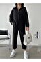 Women's Beige Double Linen Shirt Short Leg Trousers Top Bottom Set Black - 7