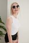 Women's White Tile Halter Neck 2-Piece Crop Blouse - 4