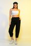 Thin Summer Women's High Waist Comfortable Loose Cotton Slouchy Fit Basic Elastic Waist Ankle Length Pants - 2