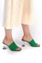 Women's Green Daily Comfortable Transparent Heeled Knitwear Stylish Evening Dress Slippers - 2