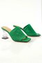 Women's Green Daily Comfortable Transparent Heeled Knitwear Stylish Evening Dress Slippers - 4