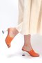 Women's Orange Daily Comfortable Transparent Heeled Knitwear Evening Dress Slippers - 2