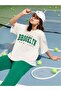 Plus Size Women's Brooklyn Printed Green Tracksuit T-shirt Summer Suit