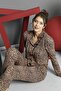 Women's Leopard Cotton Buttoned Pijama Set - 2