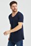 Navy Blue Dirty Collar Casual T-shirt- Tcpsr13s - 4