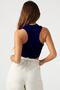 Women's Wide Piping Back Boxer Detail Cut-Out Crop Athlete Blouse - 4