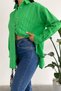 Women's Green New Season Single Pocket Loose Oversize Shirt - 3