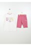 Printed Beige Girls' Pajama Set Us1429