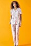 Pink Flower Pattern Soft Touch Thin Buttoned Knitted Pajama Set - 2