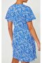 Women's V-Neck Adjustable Gathered Blue Dress Kt02185 - 4