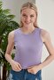 Women's White Lilac Halter Neck 2-Piece Crop Blouse - 3